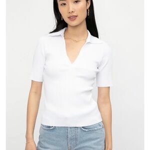 Cotton Citizen Ibiza White Ribbed Short Sleeve Polo NWT Size XS